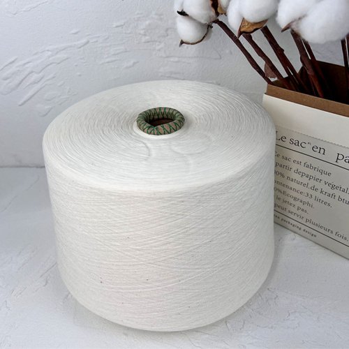 Recycled 65% polyester 35% cotton blended Ne 30/1 ring spinning raw white yarn for knitting and weaving