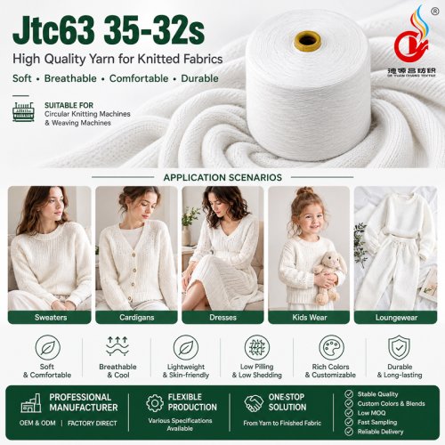 High Tenacity Blended Yarn Recycled Cotton Mixed Polyester Open End for Fancy Knitting Weaving Tc63 35-32s