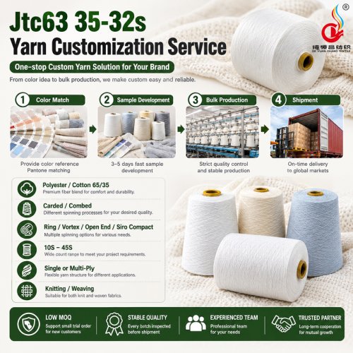 High Quality Tc63 35-32s Blended Opening Knitting Yarn Dyeing for Weaving Hand Knitting Sewing Anti-Uv OE Technics